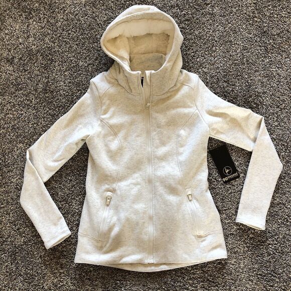 New Women’s 90° by Reflex Cream Heathered Hoodie Sweatshirt Pockets Zip Size S - Picture 1 of 6